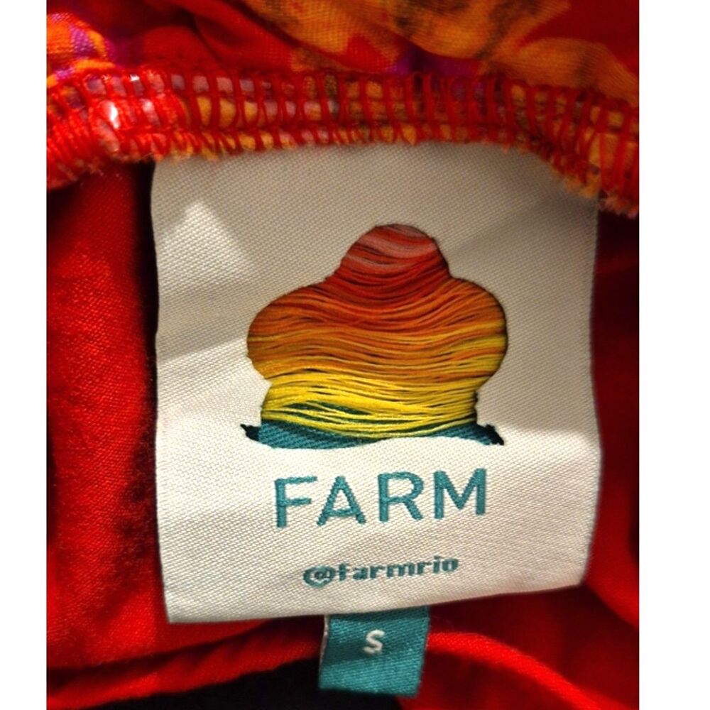 FARM Rio Floral Patchwork Bodysuit Small Red Tropical Boho Surplice Cami - Picture 6 of 14
